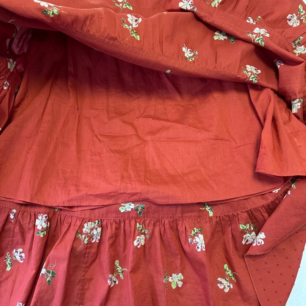 Ulla Johnson Swiss Dot Red Floral Red Clementine Tiered Midi Dress Size 6 - Picture 9 of 12
